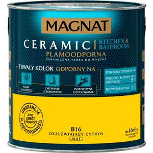 Farba do ścian i sufitów ceramiczna MAGNAT Ceramic Kitchen Bathroom orzeźwiający cytryn B16 2,5l - wyprzedaż